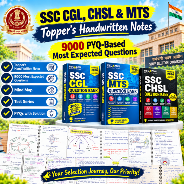SSC CGL, CHSL & MTS Complete Preparation Kit - Topper's Handwritten Notes [2025 Pattern] + 9000 PYQ-Based Most Expected Questions + Mind Map + Test Series + PYQ With Solution